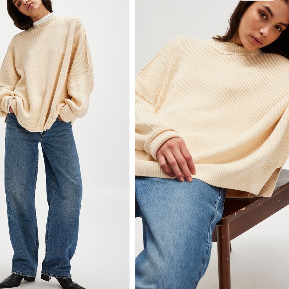Free People Easy Street Tunic Sweater - Cream Size L